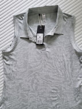 adidas Light Gray/moss green Sleeveless Polo Tank Top